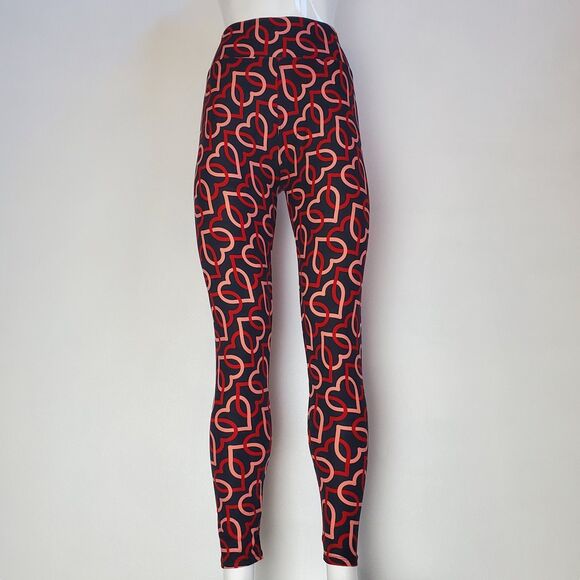 NEW LuLaRoe Valentine's Black Red Heart Leggings - Picture 1 of 9